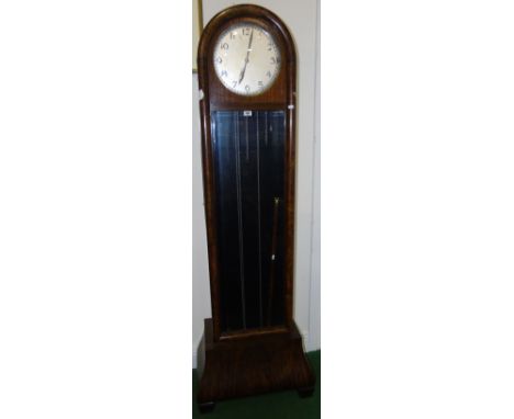 A Wonderful Period Art Deco Walnut Longcase Clock with glazed door, pendulum and weights.
