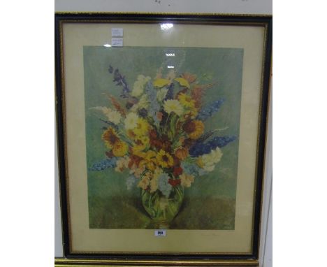 A Large Coloured Print of Floral Still Life; after Margaret Niven.