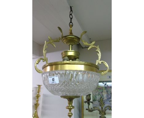 A Brass & Glass Basket Ceiling Light.