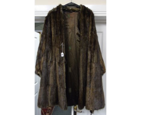 A Vintage Long Brown Fur Coat, Possibly Musquash,  along with a vintage full length brown fur coat (AF).