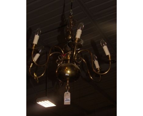 A Brass Six Branch Ceiling Light.