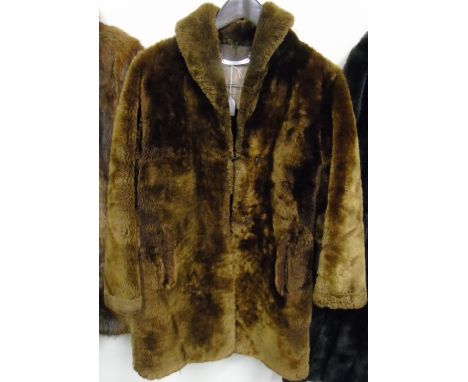 A Vintage Brown Faux-Fur Coat by Fenwick of Newcastle-on-Tyne.