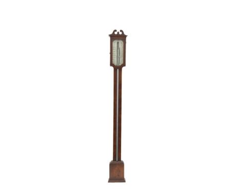 A 19TH CENTURY MAHOGANY STICK BAROMETER. 95cm tall