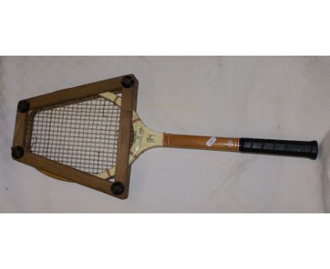 Vintage tennis racquet made for Wilson's Sports, Whitley Bay by Slazenger in consultation with Fred Perry and Dan Maskell wit