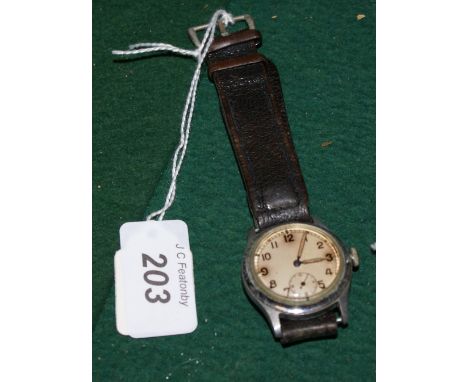1940-50s military Swiss made wristwatch stamped on reverse ATP with arrow maker Bravingtons