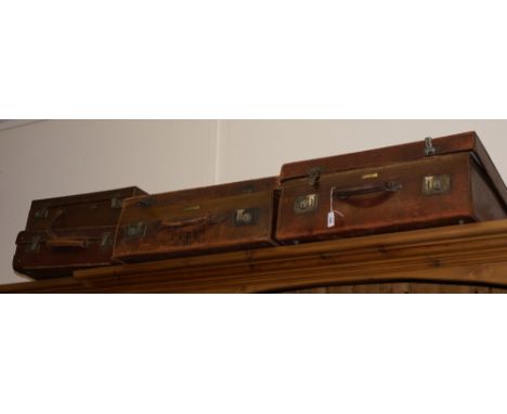2 Vintage luggage cases by Arthur Barber of Bradford and two other smaller cases