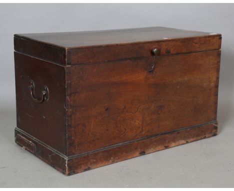 A George III camphor trunk with applied gilt brass handles, height 50cm, width 86cm, depth 44cm (some faults). Note: from the