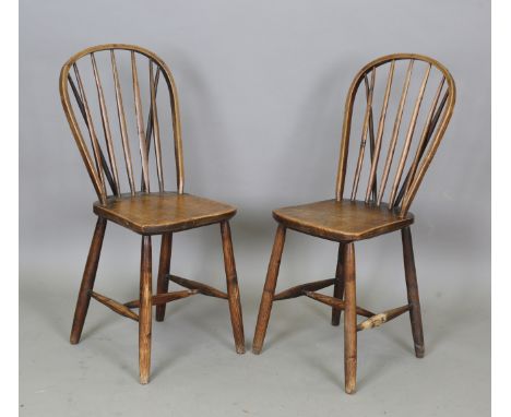 A pair of 19th century provincial ash and fruitwood stick back Windsor chairs, height 90cm, width 40cm.Buyer’s Premium 29.4% 