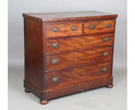 A Victorian mahogany chest of oak-lined drawers, height 110cm, width 122cm, depth 55cm.Buyer’s Premium 29.4% (including VAT @