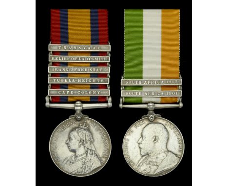 Pair: Private R. Blythe, Royal Scots Fusiliers  Queen’s South Africa 1899-1902, 5 clasps, Cape Colony, Tugela Heights, Orange