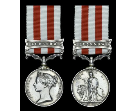 Indian Mutiny 1857-59, 1 clasp, Lucknow (Artifcr. P, Stock. 2nd Bn. Mily. Train) suspension re-affixed, minor edge bruising, 