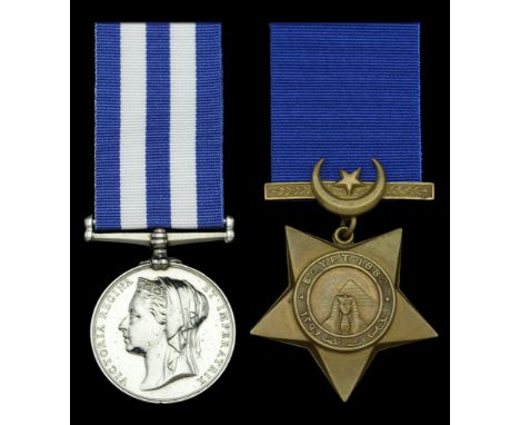 Pair: Warrant Officer Cook S. Spring, Royal Navy  Egypt and Sudan 1882-89, dated reverse, no clasp (S. Spring. W.O. Cook. H.M