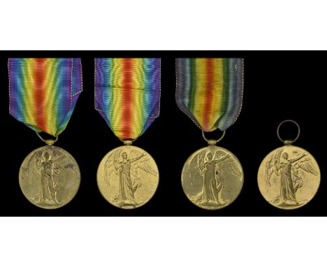 Victory Medal 1914-19 (4) (3102 Pte. H. A. Fish. 5-Lond. R.; 3544 Pte. R. W. Wright. 6-Lond. R.; 3476 Pte. W. Pickrill. 7-Lon