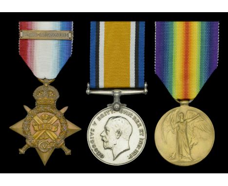 Three: Private I. W. Stiggles, 1st Battalion, Prince Albert’s (Somerset Light Infantry)  1914 Star, with copy clasp (7484 Pte