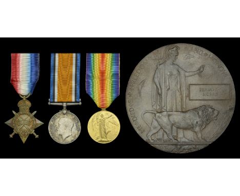 Three: Private B. Morris, Coldstream Guards, who was killed in action on the Western Front on 28 November 1917  1914-15 Star 