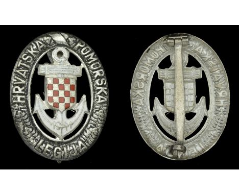 A Croatian Second War Naval Legion Badge. A very nice condition Croatian Naval Legion badge worn by German personnel, the red