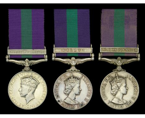 General Service 1918-62 (3), 1 clasp, Palestine 1945-48 (14097035 L.Cpl. V. C. Aldous. R. Sigs.); 1 clasp, Malaya, E.II.R. (S