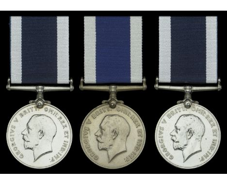 Royal Navy L.S. &amp; G.C., G.V.R., 3rd issue, coinage head (3) (J. 46475. H. V. Staveley. P.O. H.M.S. Active.; K. 61846 H, W