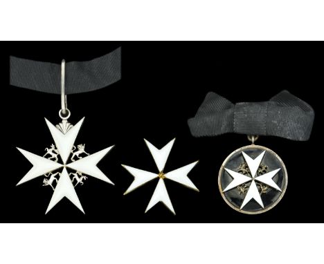 The Order of St. John of Jerusalem (2), Commander’s (Brother’s) neck badge, silvered and enamel, with heraldic beasts in angl