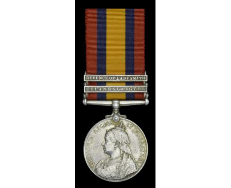 Queen’s South Africa 1899-1902, 2 clasps, Elandslaagte, Defence of Ladysmith (5887 Dvr. W. J. Upton. R.F.A.) a slightly later