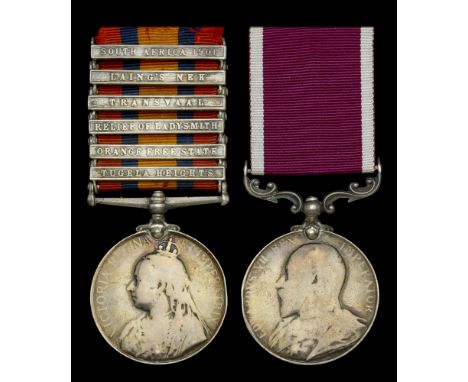 Pair: Corporal E. Simmons, Military Foot Police  Queen’s South Africa 1899-1902, 6 clasps, Tugela Heights, Orange Free State,