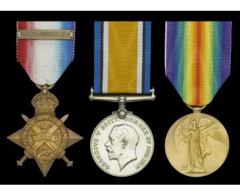Three: Private J. W. Wood, 1st Battalion, Royal Fusiliers (City of London Regiment)  1914 Star, with copy clasp (L-12961 Pte.