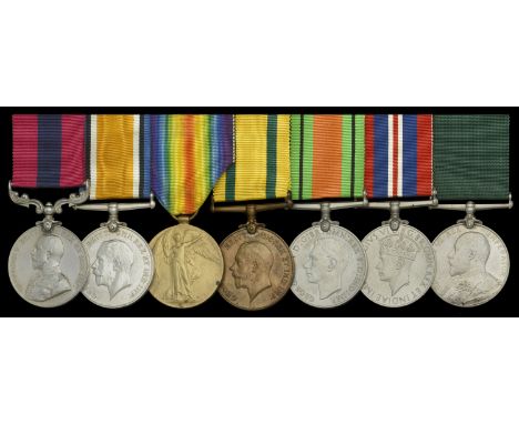 A Great War ‘Western Front’ D.C.M. group of seven awarded to Regimental Quartermaster Sergeant A. Hughes, Manchester Regiment