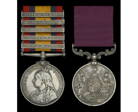 Pair: Corporal C. Clatworthy, Military Mounted Police  Queen’s South Africa 1899-1902, 5 clasps, Belmont, Modder River, Orang