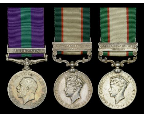 General Service 1918-62, 1 clasp, S. Persia (5118 Sepoy Baz Khan. 1-127-Baluchis.); India General Service 1936-39, 1 clasp, N