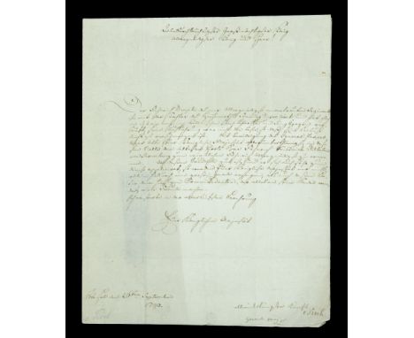 A late 18th Century ‘Fair Copy’ Letter from a Prussian General to His Majesty King Frederick William III, dated 20 September 