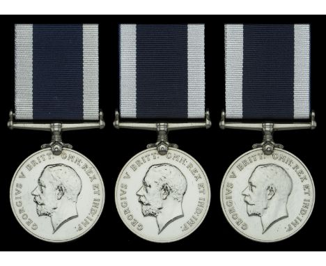 Royal Navy L.S. & G.C., G.V.R., 3rd issue, coinage head (3) (J. 103472 H. E. Little. A.B. H.M.S. Kent.; M. 35118 G. A. A. Kin