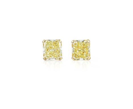 Designed by Graff as a pair of stud earrings, featuring two beautiful and very well-matched cut-cornered regular modified bri