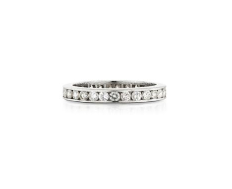 Featuring 29 round-cut diamonds, with I-J-K color and SI-I clarity, weighing a total of approximately 0.95 carats, mounted in