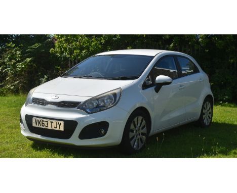 VK63 TJY - a 2013 Kia Rio 'EcoDynamics' five door hatchback, in white. First registered October 2013. 1396cc petrol, 86,000 m