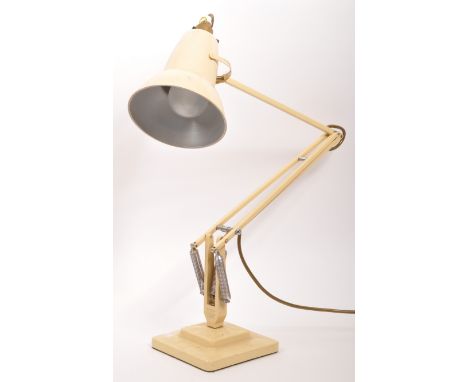 Herbert Terry - Model 1227 - A 20th century circa 1960s cream white angle poise table lamp. The lamp having conical shade ove