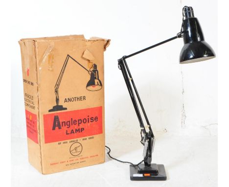 Herbert Terry - Anglepoise - An original retro mid century angle poise industrial table top lamp light. Ebonised colourway wi