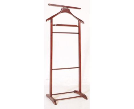 A vintage 20th century mahogany gentlemen's valet clothes horse stand.&nbsp;With jacket hanger to top, folding trouser rail. 