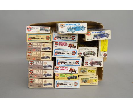 21 boxed Car related Model Kits by Airfix, of mostly Veteran and Vintage cars in&nbsp; 1/32nd  scale. All opened packaging un