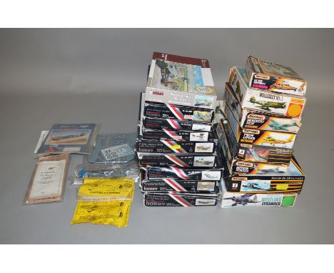 22 boxed and bagged plastic model Aircraft kits, in various different&nbsp; scales, by Matchbox and others including helicopt