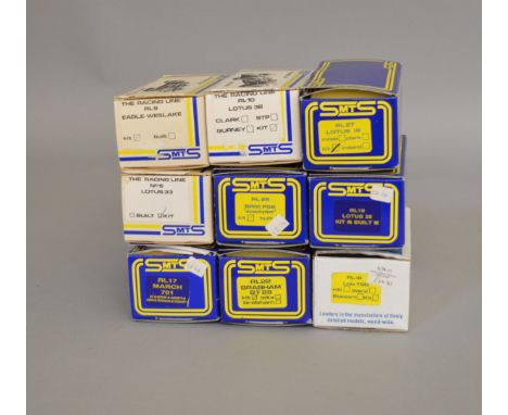 9&nbsp; boxed SMTS white metal Racing Car kits, in 1:43 scale, from their 'Racing Line' range, including Brabham, Lola, BRM, 