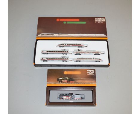 Z Gauge. A boxed Marklin Mini-Club Locomotive 8803 2-6-0 DB Steam together with Train Set  88713 Powered Railcar train set, b
