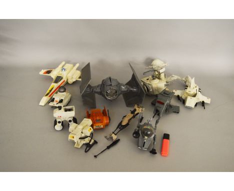 12 Star Wars vintage vehicles by Kenner which includes; Millenium Falcon, Darth Vader's Tie Fighter, X Wing etc, also include