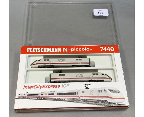 N Gauge. EX SHOP STOCK. A boxed Fleischmann 7440 Inter City Express Train Pack, appears VG boxed.