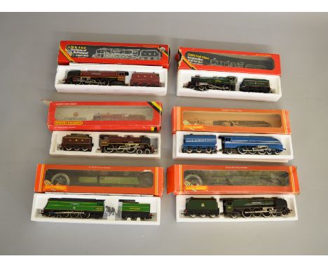 OO Gauge. 6 boxed Hornby Locomotives including R.834 LMS 4-6-2 'Queen Mary', R.066 LMS 4-6-2 'Duchess of Sutherland' and R.35