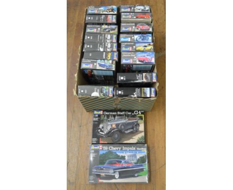 18 boxed mainly Car related Model Kits by Revell in various different scales including a 1:12 scale Vincent Black Shadow Moto