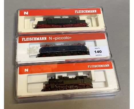 N Gauge.EX SHOP STOCK. 3 boxed Fleischmann Locomotives including&nbsp; two Electric 7319 and 739403 together with 707801 4-6-