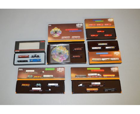 Z Gauge. 6 boxed Marklin Mini-Club Rolling Stock sets including 82561 2 Wagon set with J.S. Bach 'Toccata and Fugue in D mino
