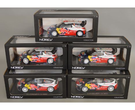 5 boxed 1:18 scale Citroen rally diecast models by Norev (5).