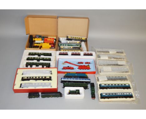 OO Gauge. A good quantity of Locomotives, Coaches and Wagons by Hornby and others, mostly unboxed, including five Locomotives