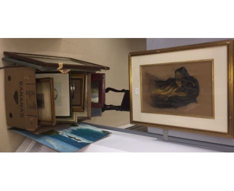 A large quantity of pictures to include original 19th century & later watercolours, oils and printed examples, predominantly 